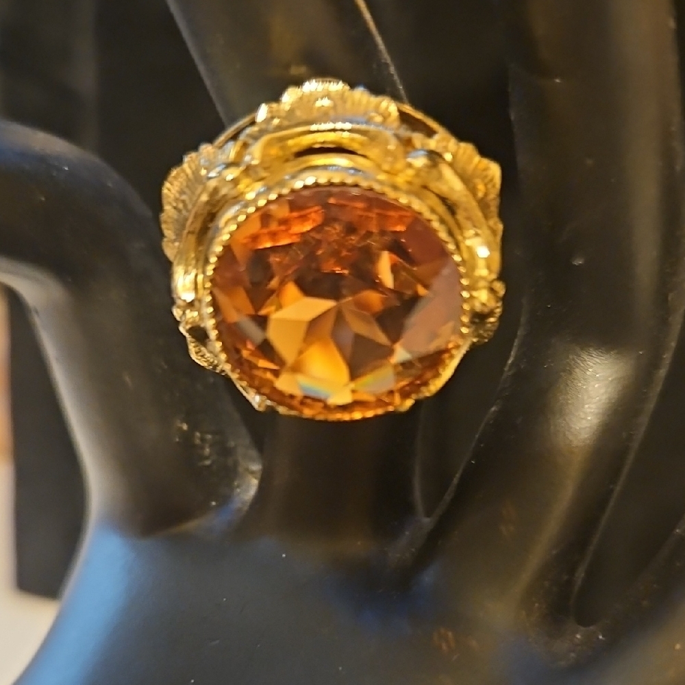Whiting & Davis Gold and Orange Earrings and Ring Set - Picture 5 of 7